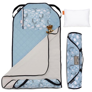 image:imageTot Cot Kids Nap Mat  Toddler Preschool Daycare Bedding Cover  Quilted Sheet with Attached Blanket Pillow Elastic Bands 25 yrs 52 x 22 MachineWashable PersonalizedBunnies